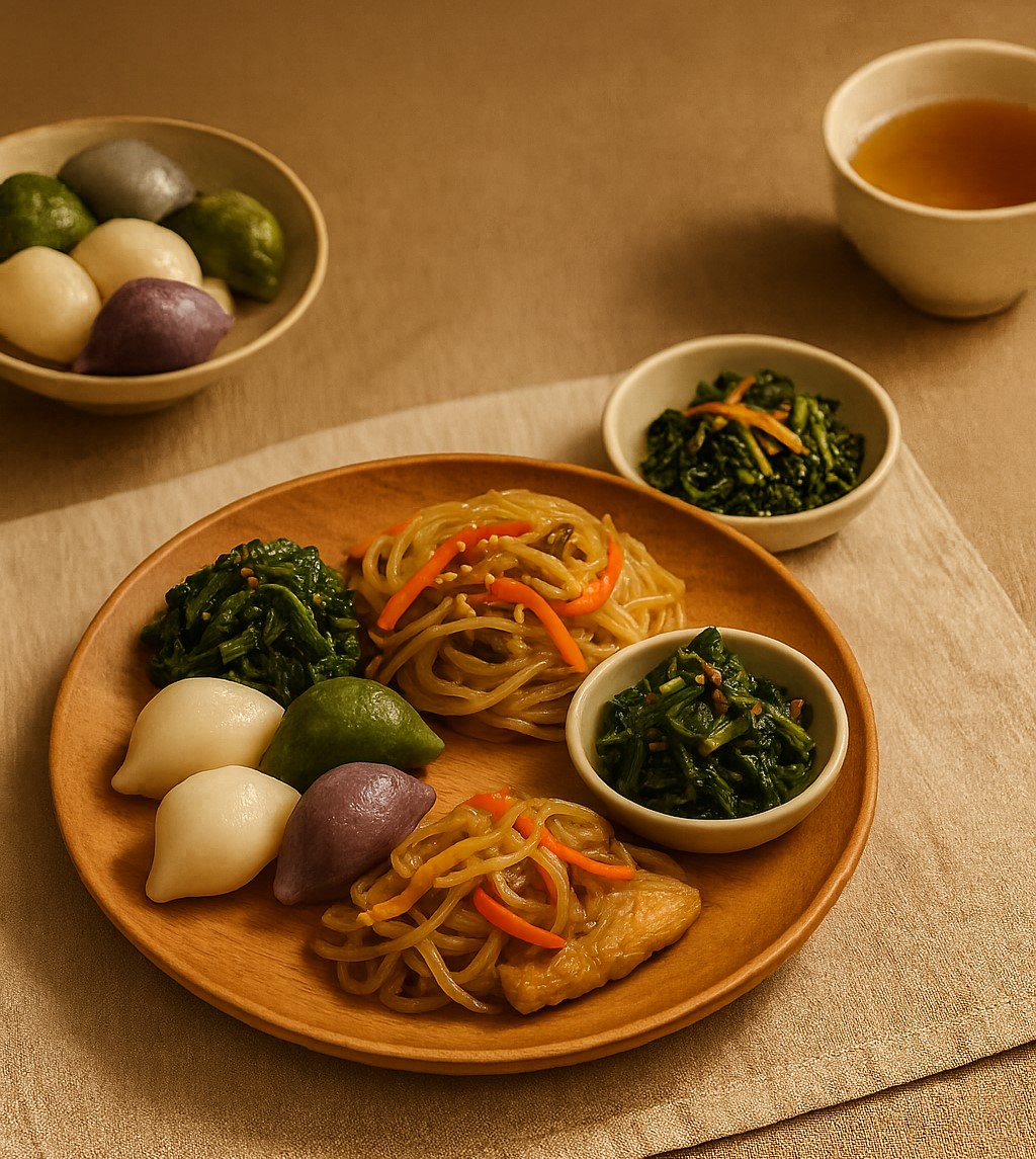 밝은 테이블 위에 기름진 전이 담긴 접시와, 전을 채소와 함께 소량 담은 접시가 나란히 놓여 비교되는 장면